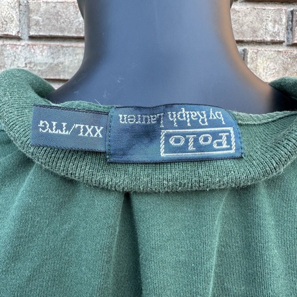 Polo By Ralph Lauren Polo Shirt Mens XXL Short Sleeve Solid Green Orange Pony - Picture 6 of 7